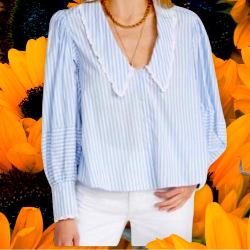 FREE PEOPLE Bexley stripe cotton shirt women’s size XL